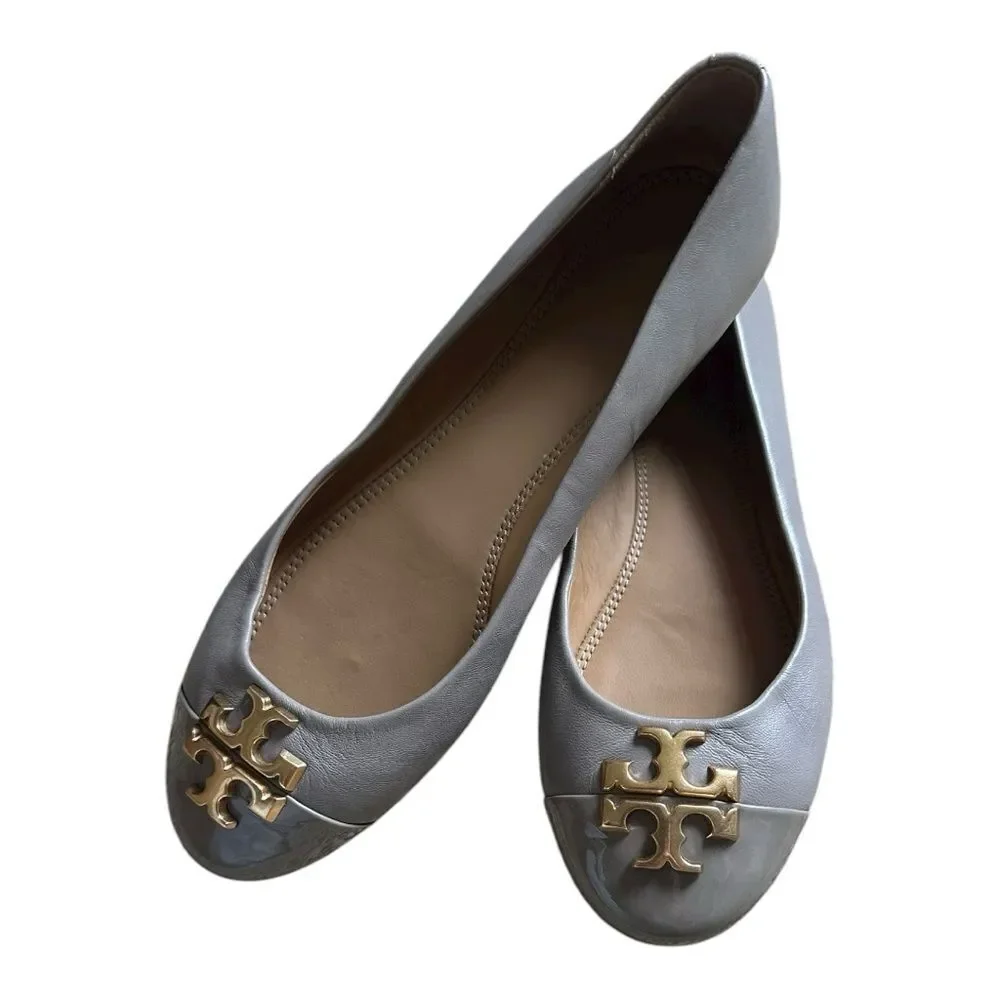 Tory Burch | 60226 Everly Cap Toe Ballet Nappa Leather French Gray | 7.5